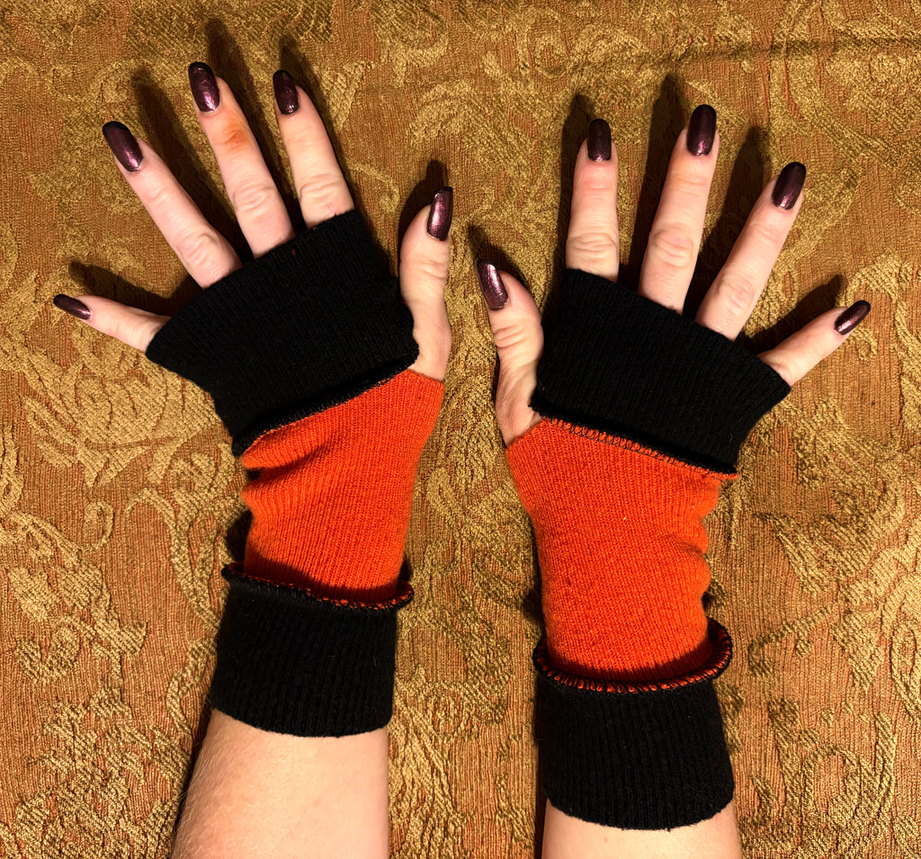 Orange and Black Armwarmers