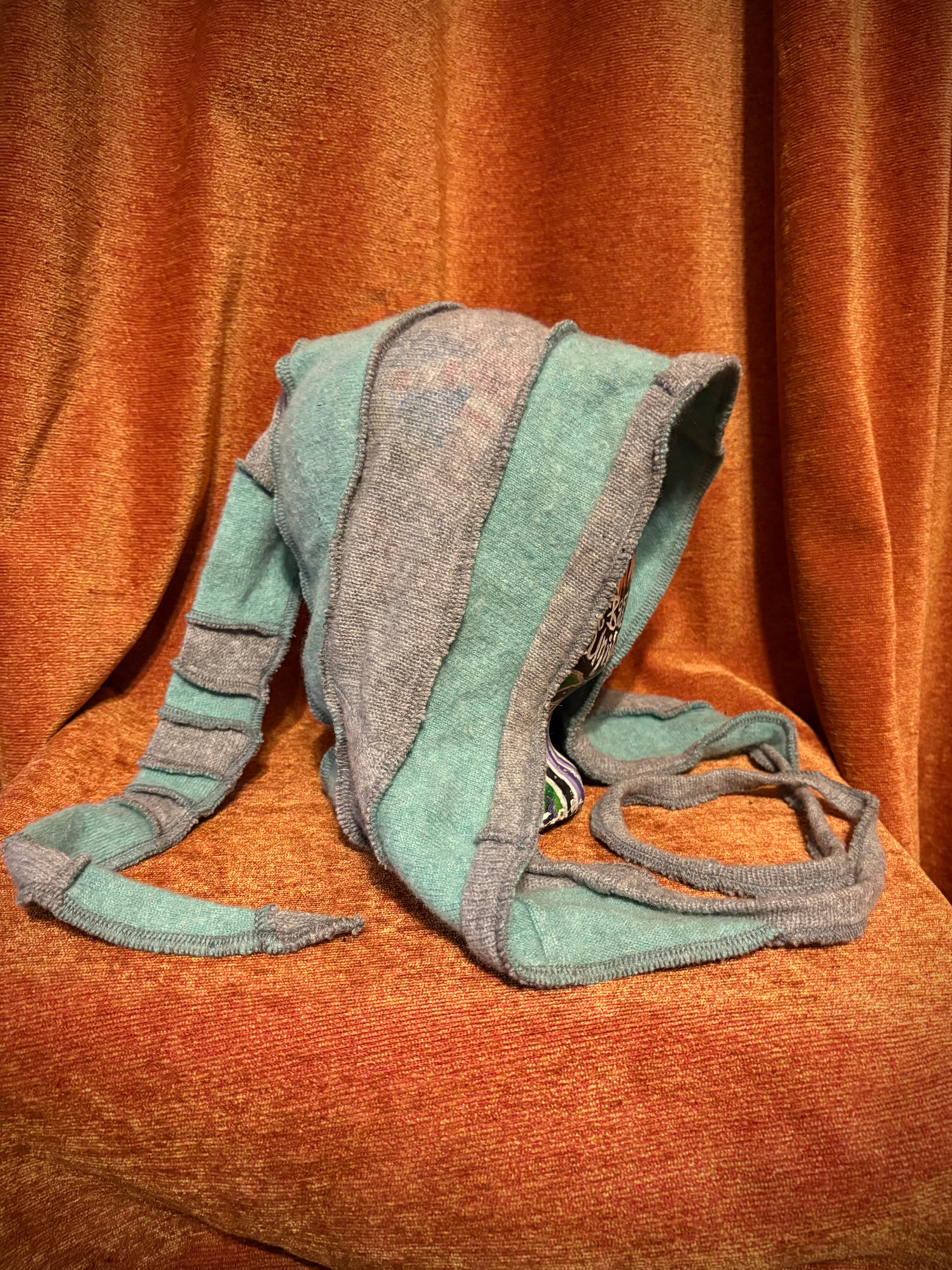 Soft Mint and grey hood w/grey thread accents