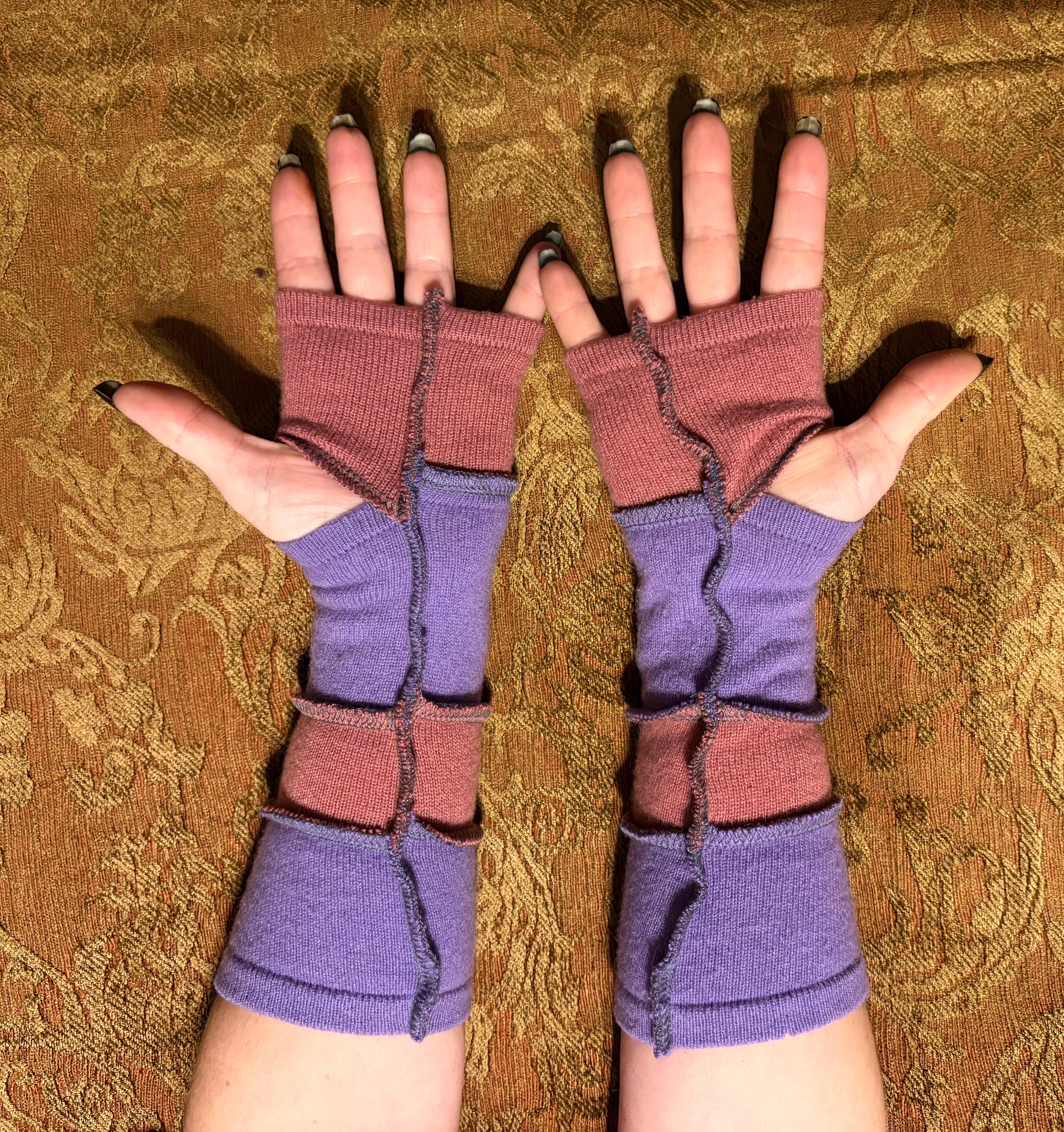 Lilac and Dark Rose Armwarmers