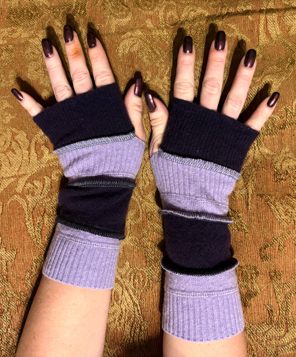 Lavender and Dark Purple Armwarmers