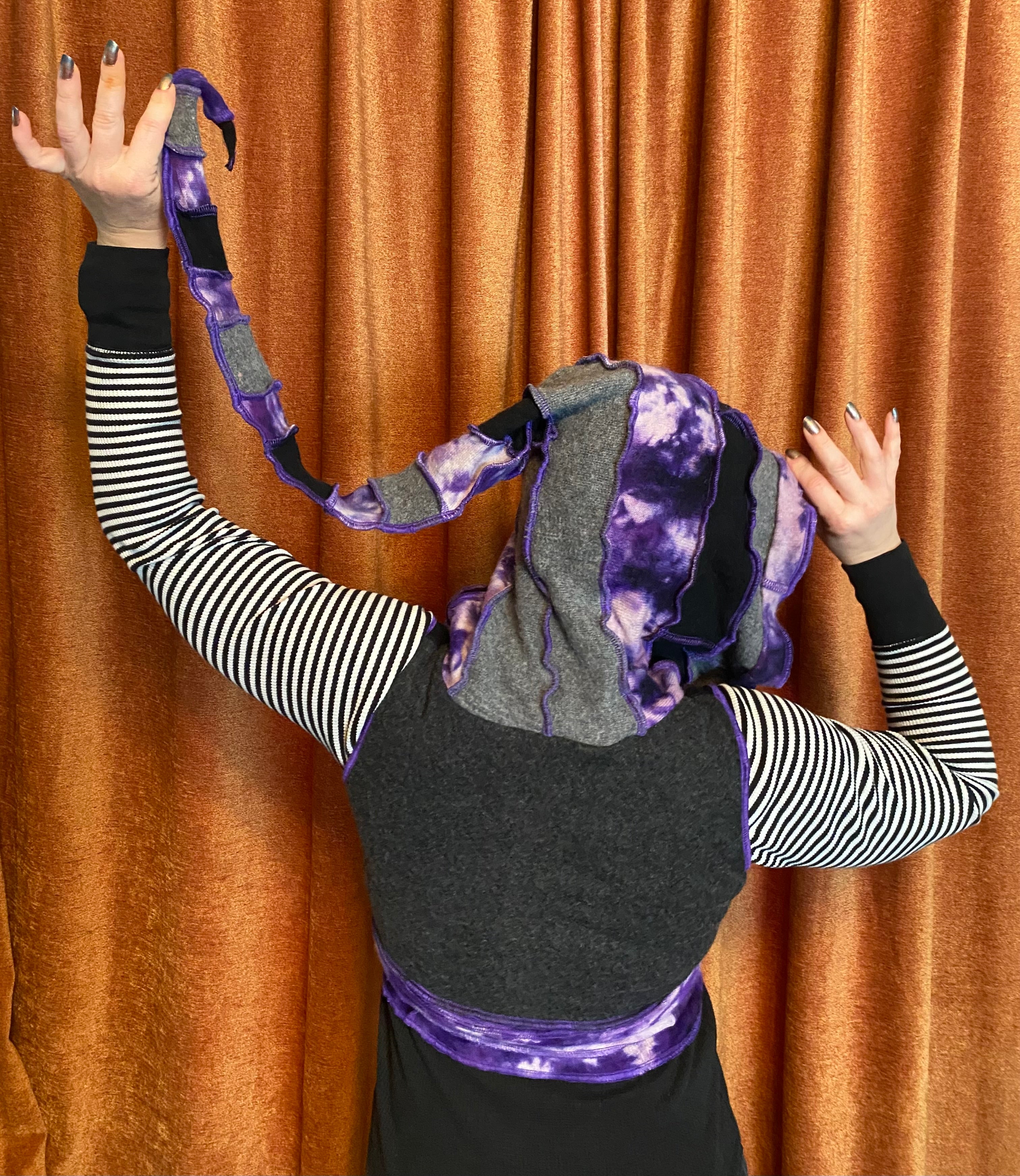 Purple tie-dye cashmere wrap vest