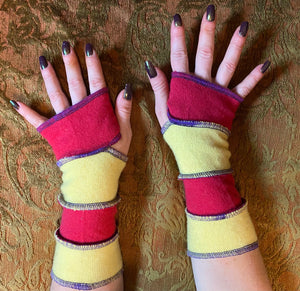 Hot Pink and Yellow Armwarmers