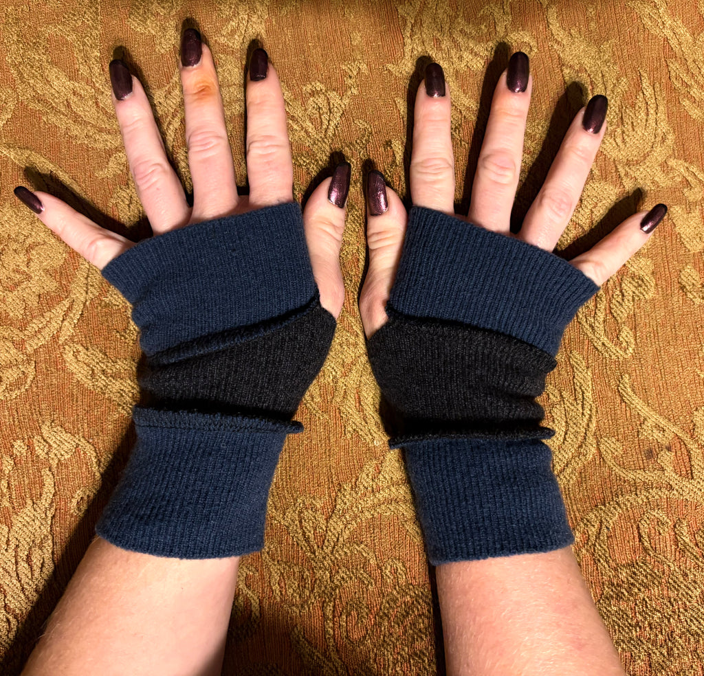 Muted blue and grey Armwarmers