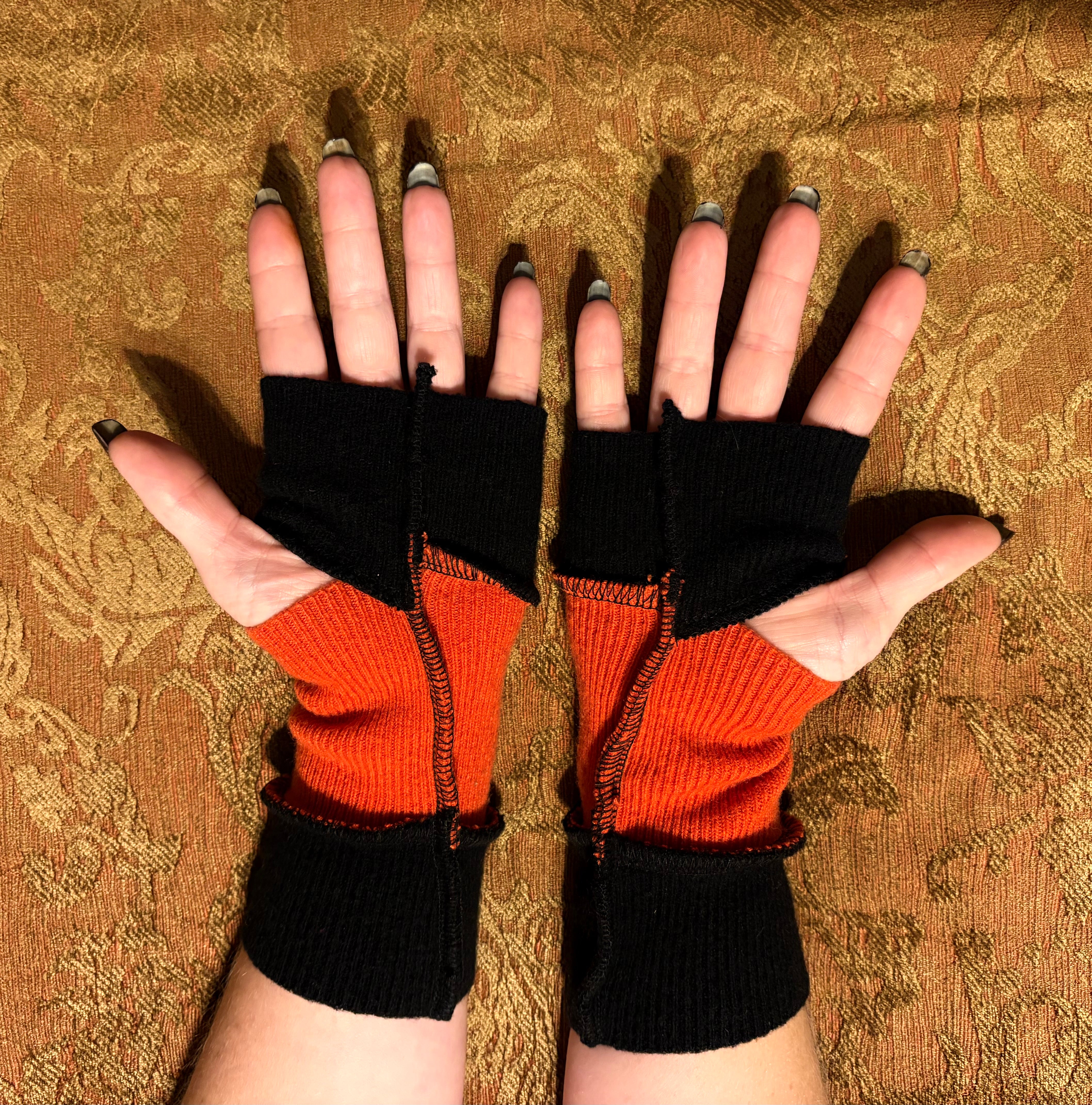 Orange and Black Armwarmers