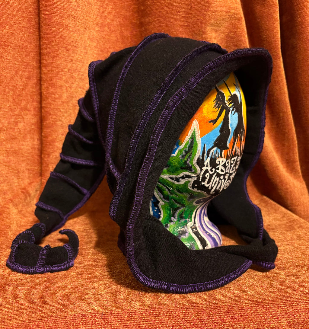 Black hood w/ purple thread accents