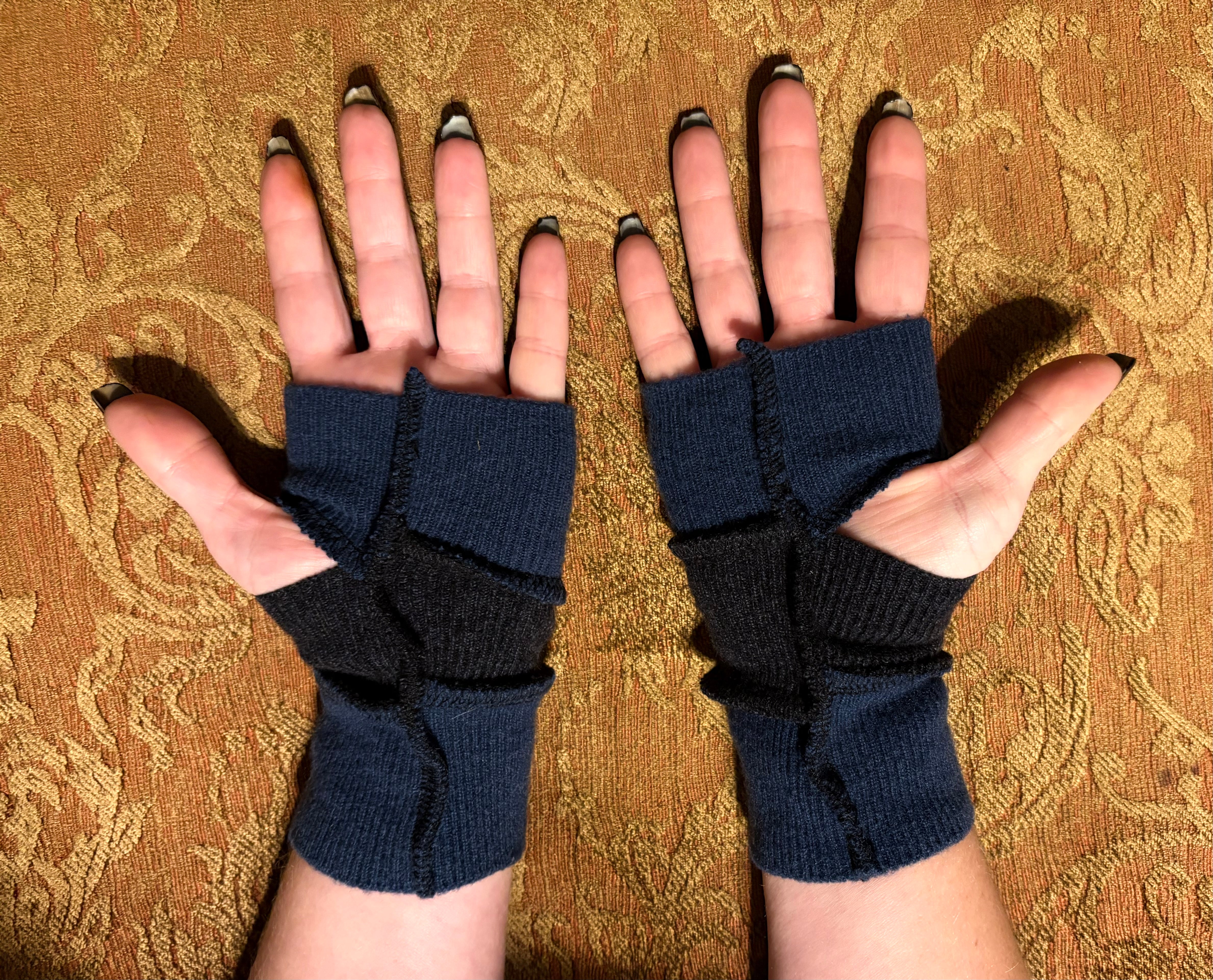 Muted blue and grey Armwarmers