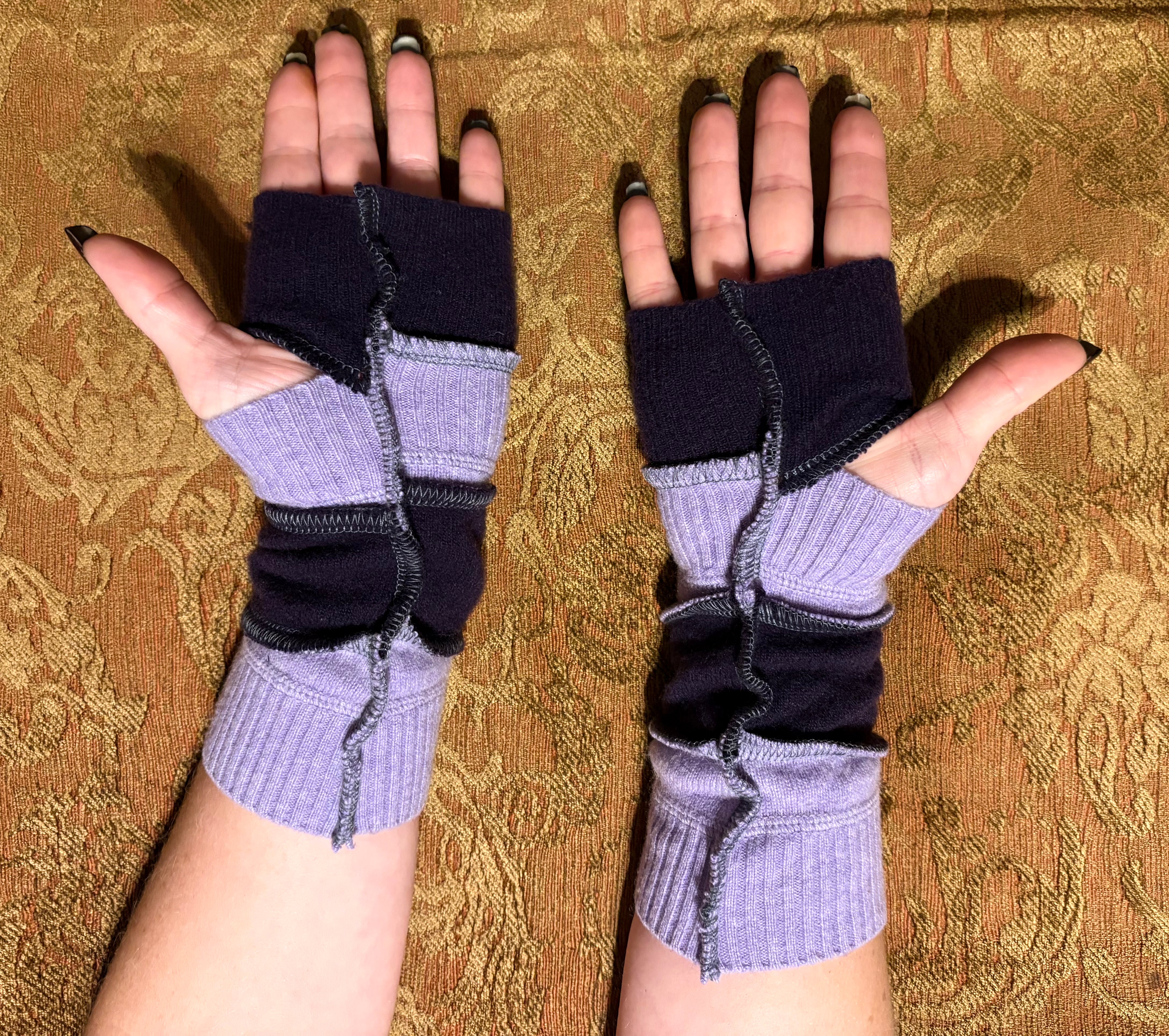 Lavender and Dark Purple Armwarmers