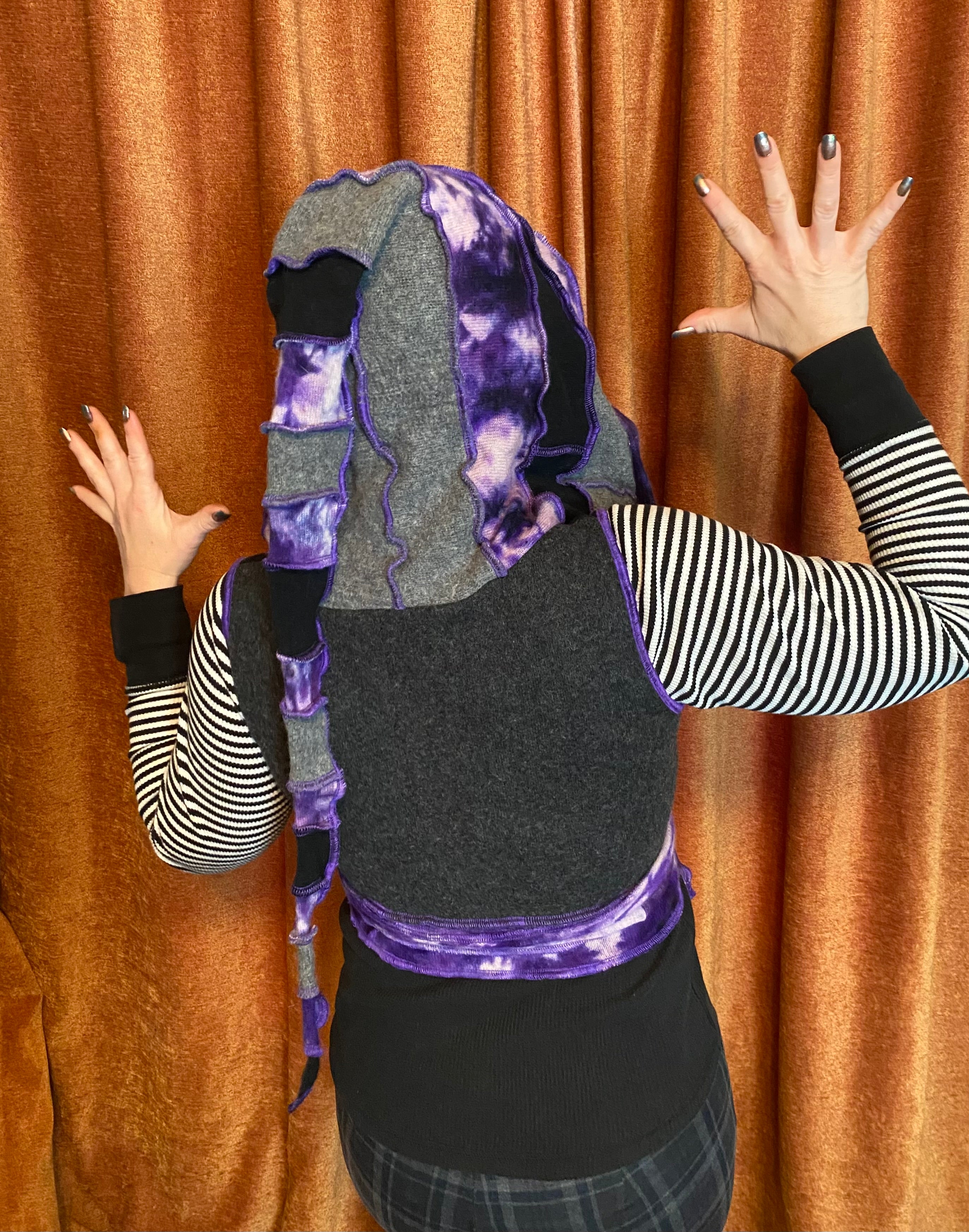 Purple tie-dye cashmere wrap vest