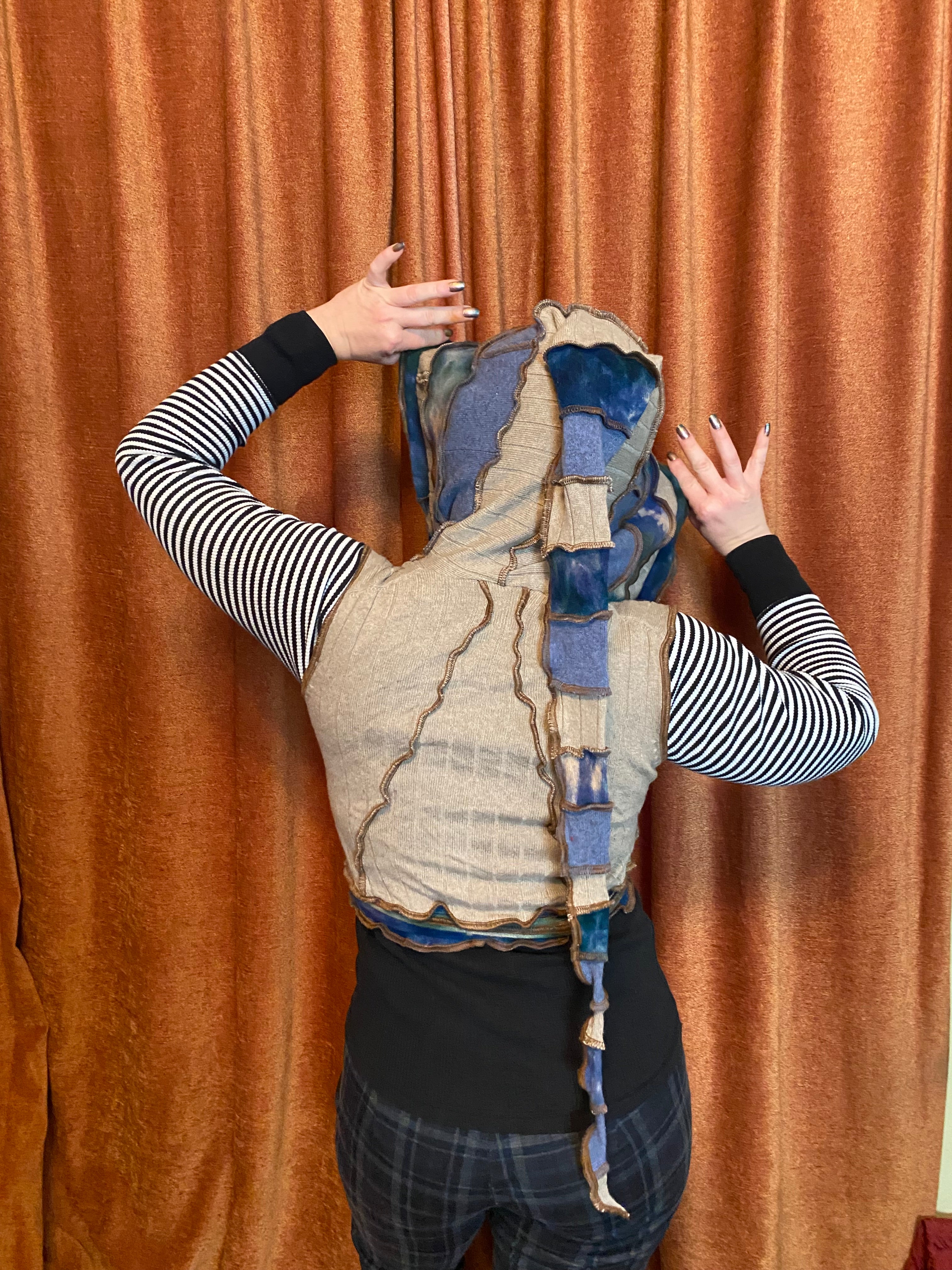 Earthy tiedyed cashmere wrap vest