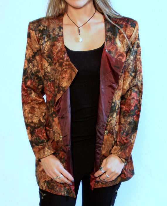 Fall Flower double breasted blazer