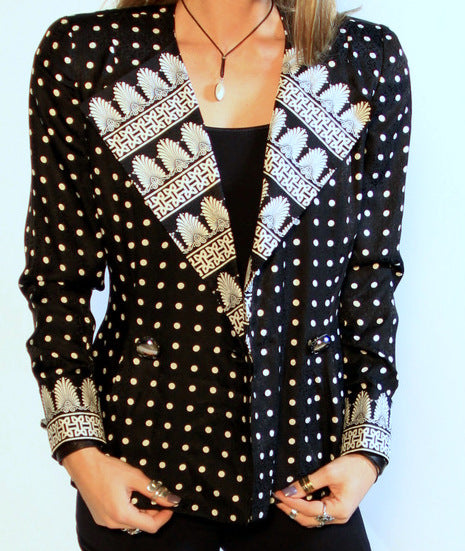 WTF black and white polka dot blazer