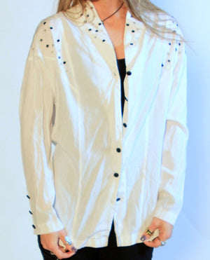 White Artsy Button Up SZ L