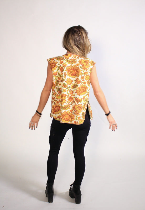 Women's Handmade Vintage 70's Button Up Apron Shirt
