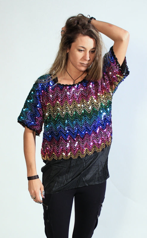 Rainbow Sequin Shirt