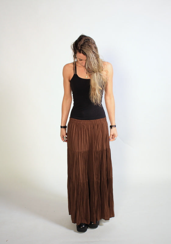 Long Brown Festival Hippie Dancing Skirt