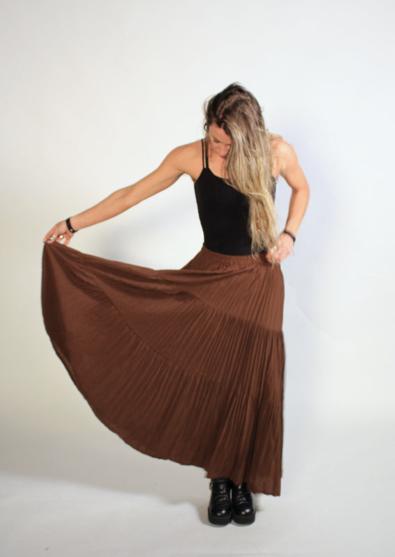 Long Brown Festival Hippie Dancing Skirt