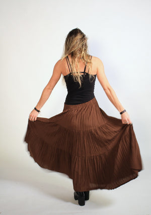 Long Brown Festival Hippie Dancing Skirt