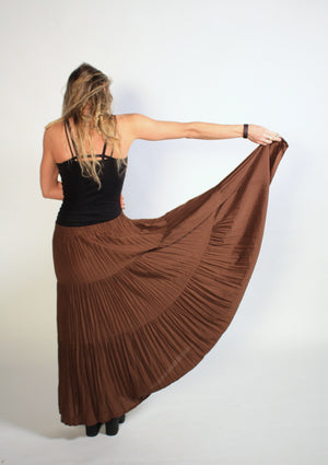 Long Brown Festival Hippie Dancing Skirt