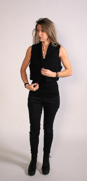 90s Black Lace Vest Sz M