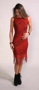 90's Slinky Red Lace Dress