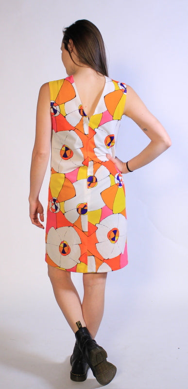 1960s Bold Flower GoGo Dress Sz L