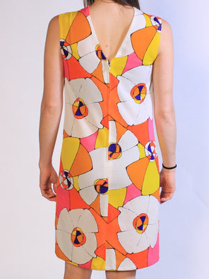 1960s Bold Flower GoGo Dress Sz L